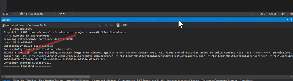 VS Docker Run Command